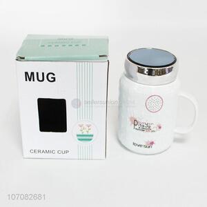 Wholesale high-grade fresh design ceramic water cup with lid