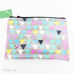 New design students stationery colorful triangle printed pvc pen bag