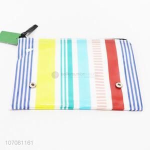 Promotional colorful striped printed pvc pen bag fashion stationery
