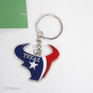 Custom ox horn shape enameled metal key chain texas souvenir