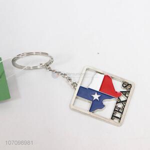 Wholesale creative enameled letters metal key chain texas souvenir