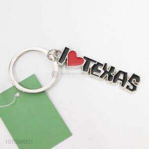 High quality enameled letters metal key chain texas souvenir