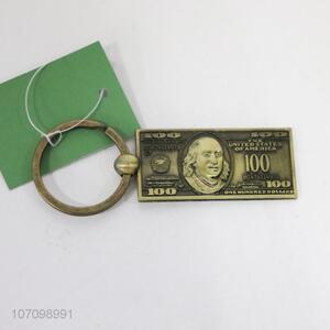 Low price nolvety 100 dollar shape metal key chain bag pendant