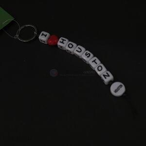New products engraved cube bead key chain for houston souvenir