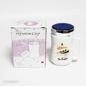 Custom Eco-Friendly Ceramic Coffee Cup With Lid