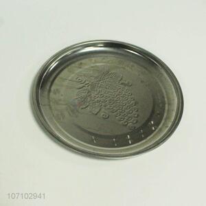 Hot sale round embossed stainless iron serving tray fruit plate