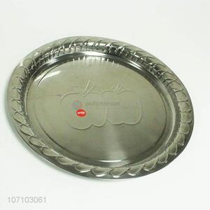 High quality round embossed stainless iron food serving tray