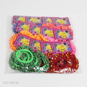 Custom 12 cards colorful polyester hair rings hair ties wholesale