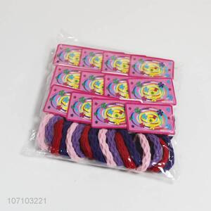 Popular design 12 cards colorful polyester hair rings hair accessories