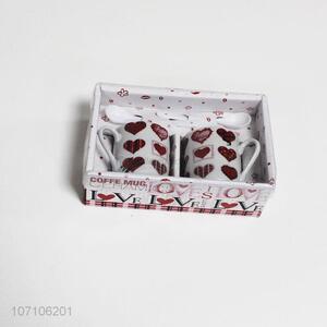 China supplier <em>Valentine</em> gifts ceramic couple cup with spoon