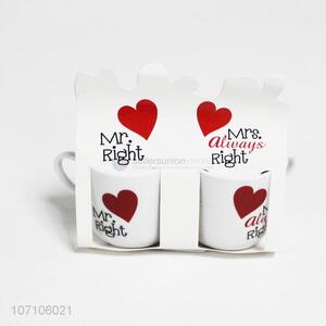Best sale <em>Valentine</em> gifts ceramic mug set Mr Right and Mrs Right couple cups