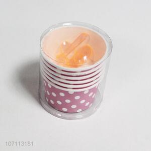 Good Sale 6 Pieces Paper Ice Cream Cup With Spoon