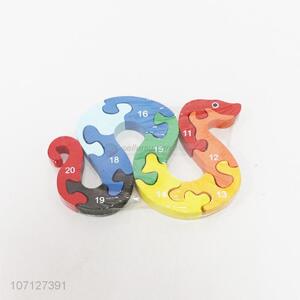 China factory kids intelligent toy wooden number puzzle snake jiasaw puzzle