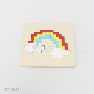 Top sale kids intelligent toy wooden rainbow jiasaw puzzle