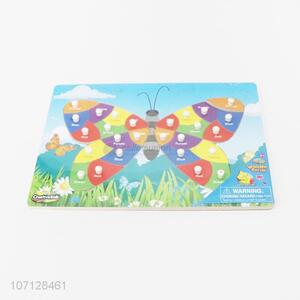 Good quality kids intelligent toy color cognition wooden butterfly jiasaw puzzle