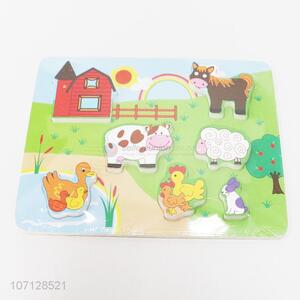 Good sale toddlers educational toy wooden farm animal jigsaw puzzle