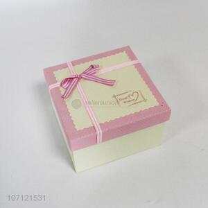 Good quality square paper gift box with bowknot decoration