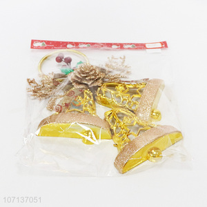 Exquisite design decorative hanging gold plastic Christmas bells