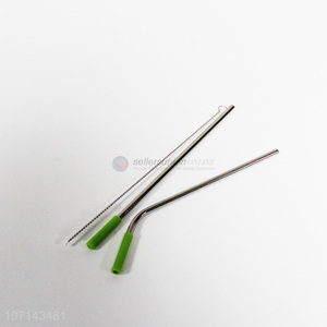 Wholesale durable reusable stainless steel drinking straw and straw brush set