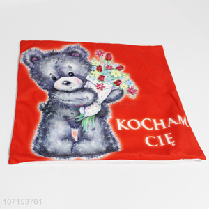 Wholesale popular teddy bear printed polyester bolster case pillow case