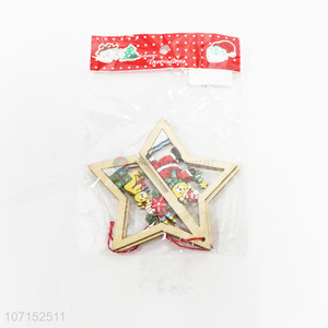 Good Sale 2 Pieces Star Shape Wooden Christmas Decoration