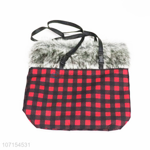 OEM stylish women fur hair handbag ladies tote bag wholesale