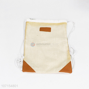 Good quality natural jute cloth drawstring bag backpack bag