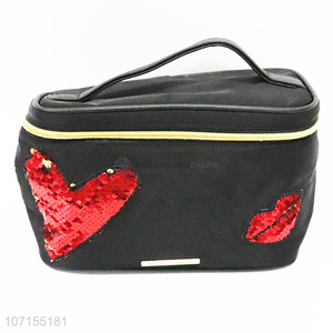 Fashion design portable women sequins makeup bag waterproof cosmetic case