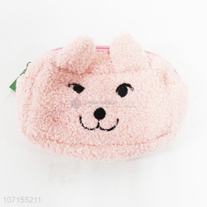 Latest arrival cute cartoon animal shape fluffy makeup bag cosmetic pouch