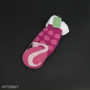 New design anti-slip fleece lined knitting socks winter warm socks for kids