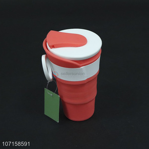 China supplier durable travel camping collapsible silicone water cup with lid