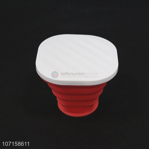 Hot selling durable travel camping collapsible silicone water cup with lid