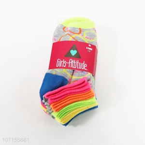 Good quality 6 pairs colorful girls ankle socks children low-cut liner sock