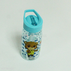 Portable Plastic Water Bottle With Straw For Children