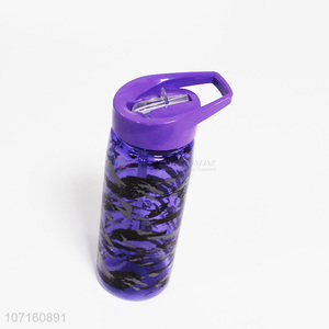 Good Quality Purple Plastic Water Bottle With Straw