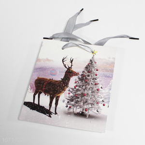 New arrival exquisite Christmas reindeer and tree printed paper gift bag
