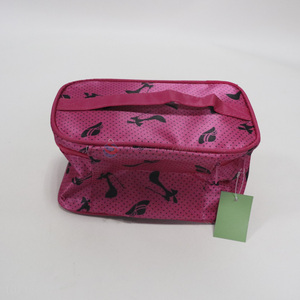 High quality polyester travel cosmetic bag zipper make up pouch