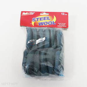 Premium quality 12 pieces kitchen cleaning steel wool pads dish washing <em>scouring</em> pad
