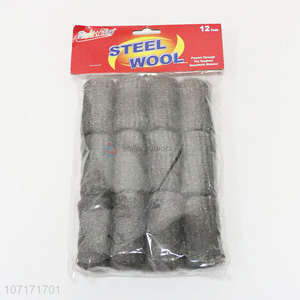 Hot selling 12 pieces steel wool cleaning pads for household goods