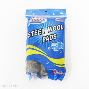 Low price 6 pieces steel wool <em>scouring</em> pads for kitchen cleaning