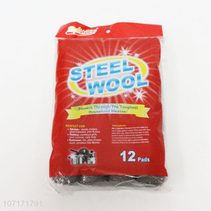 Promotional 12 pieces multi-purpose kitchen steel wool pads for bathroom cleaning