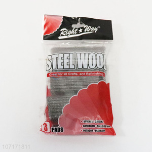 Good quality 3 pieces steel wool <em>scouring</em> pads for kitchen cleaning