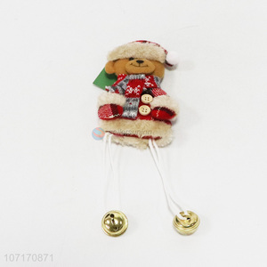 Hot selling Christmas tree ornaments fabric Christmas bear with bells
