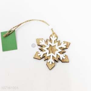 Wholesale wooden snowflake shaped christmas tree hanging ornaments