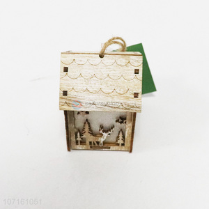 High Sales Christmas Decoration Craft Wooden Christmas House Shaped Pendant