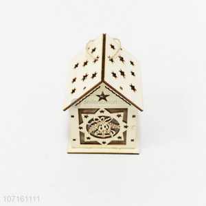 Wholesale Christmas decoration craft mini wooden house christmas tree pendant