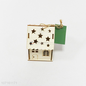 Direct Price Christmas Home Decoration Wooden House Shaped Pendant