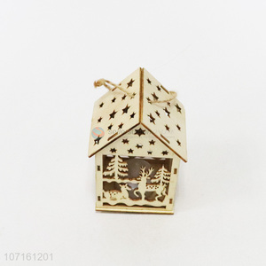 Cheap Price Wooden Christmas House Shaped Pendant Christmas Decoration