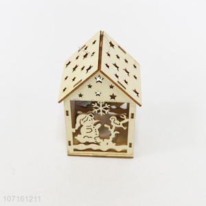 New Product Christmas Decoration Wooden Christmas House Shaped Pendant
