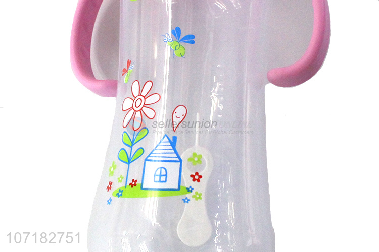 Cheap Premium 300Ml Transparent Baby Feeding Bottles With Handle